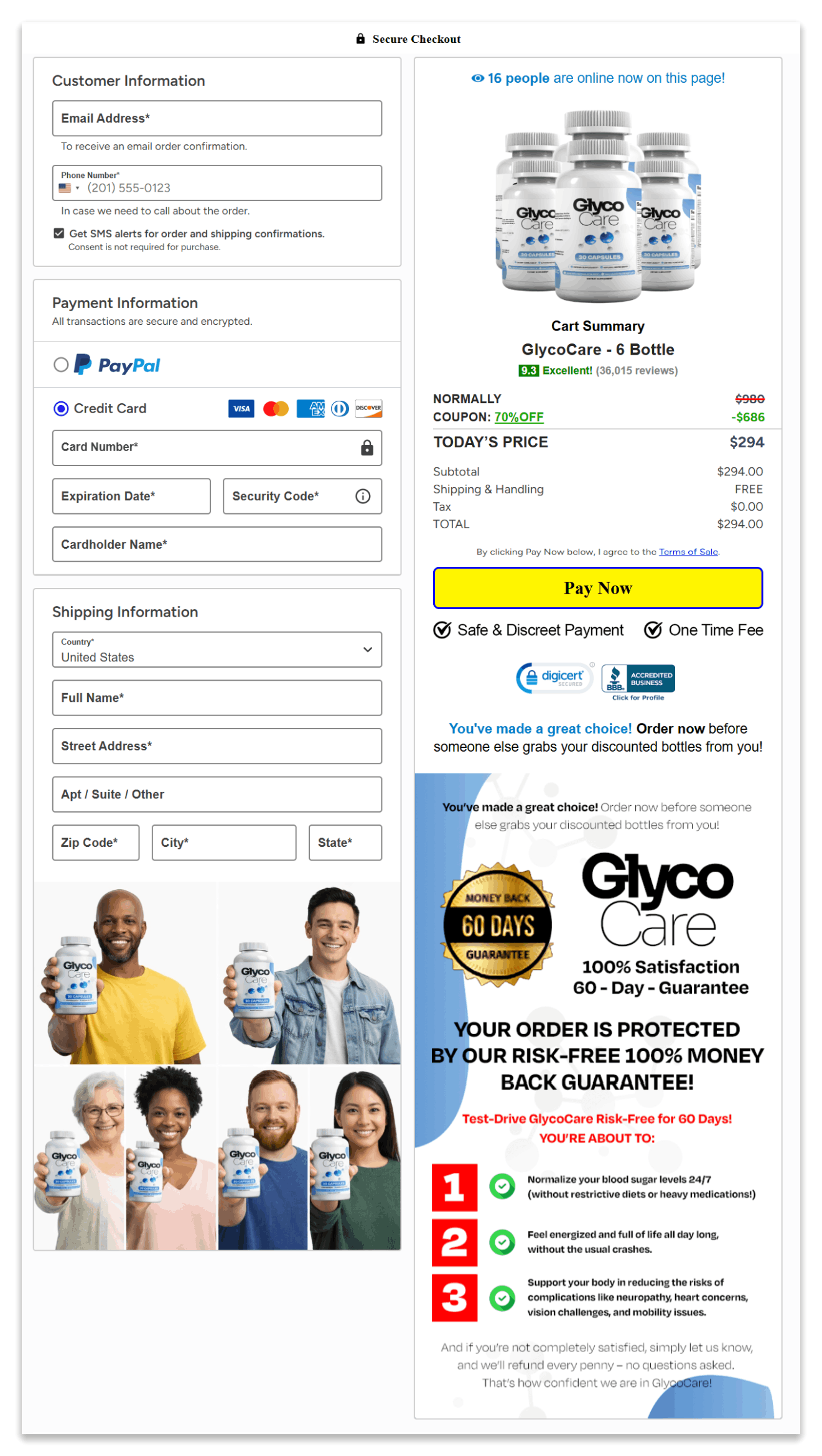 GlycoCare Secure Checkout Page
